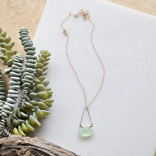 Hammered Hoops: Chalcedony + Mixed Metals Necklace