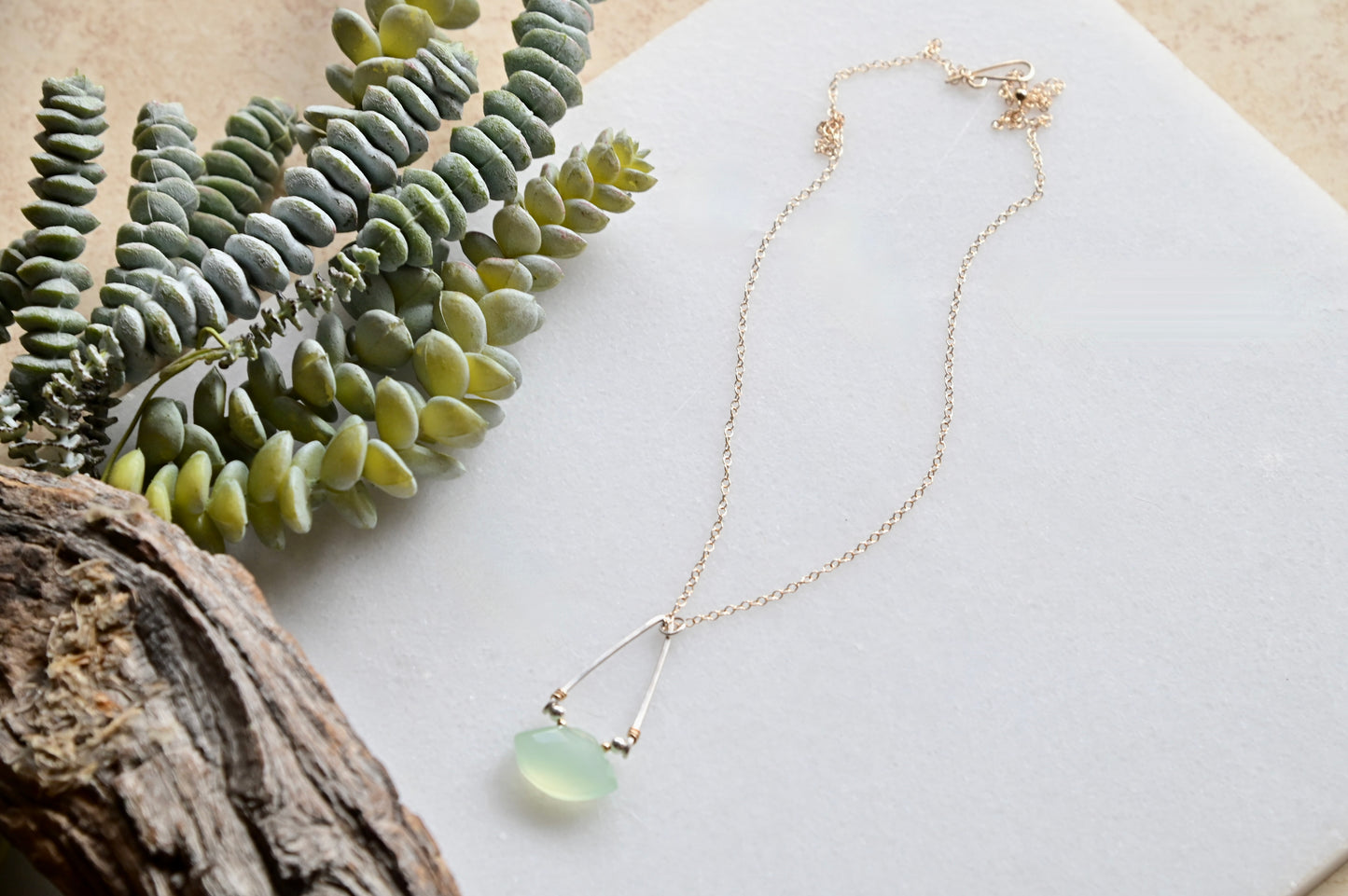 Hammered Hoops: Chalcedony + Mixed Metals Necklace