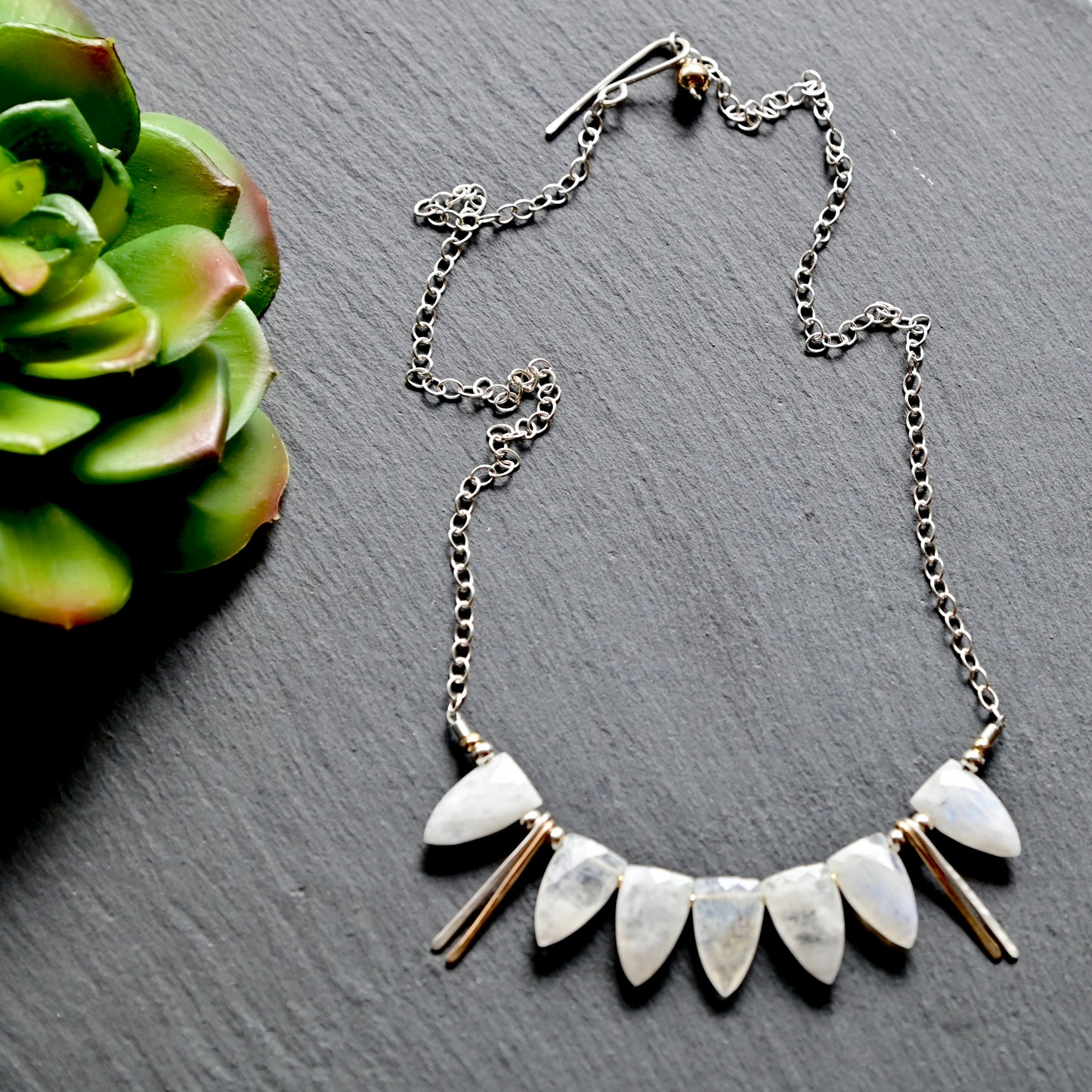 Sticks & Stones: Moonstone + Silver Necklace