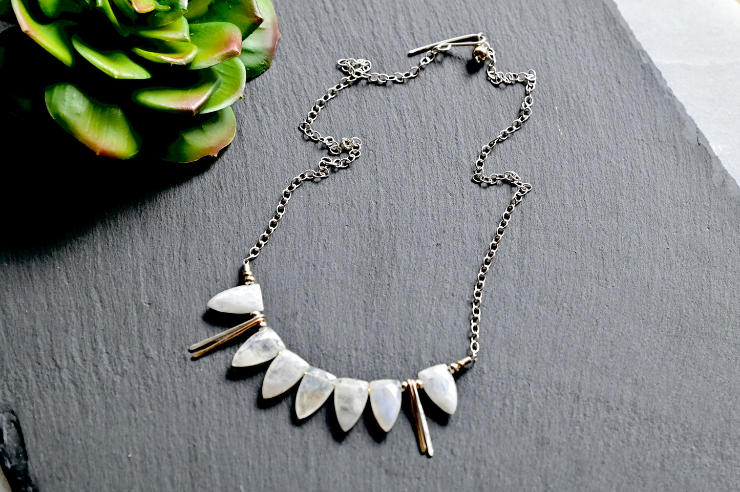 Sticks & Stones: Moonstone + Silver Necklace