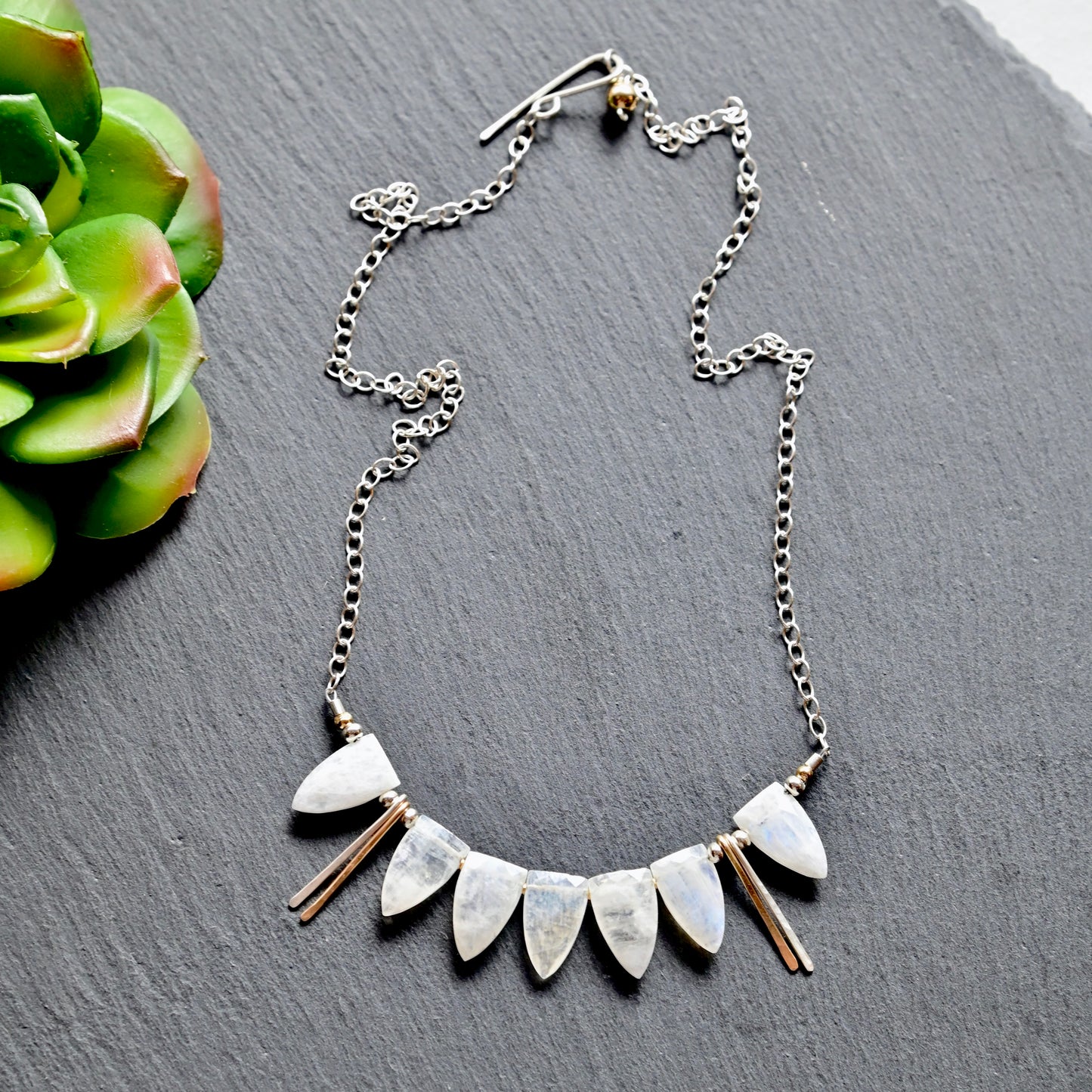 Sticks & Stones: Moonstone + Silver Necklace