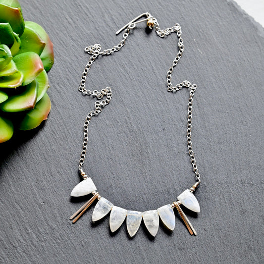 Sticks & Stones: Moonstone + Silver Necklace