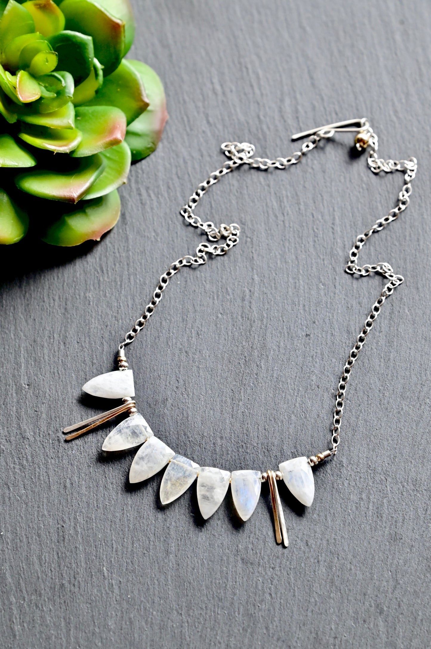 Sticks & Stones: Moonstone + Silver Necklace