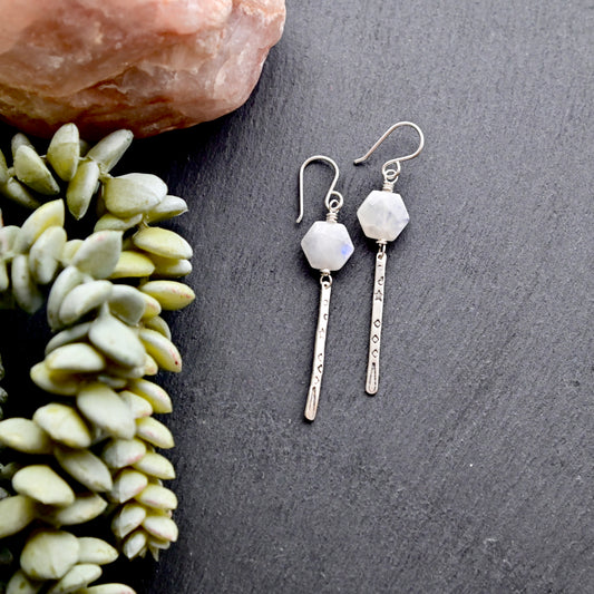 Sticks & Stones: Moonstone + Silver Earrings