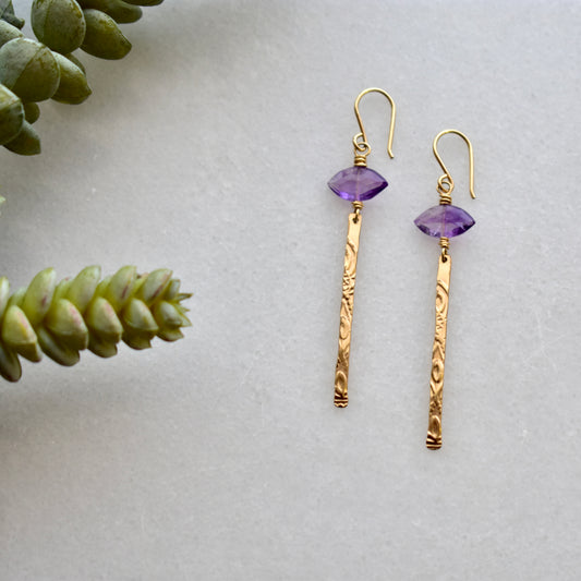 Sticks & Stones: Amethyst + Gold Earrings