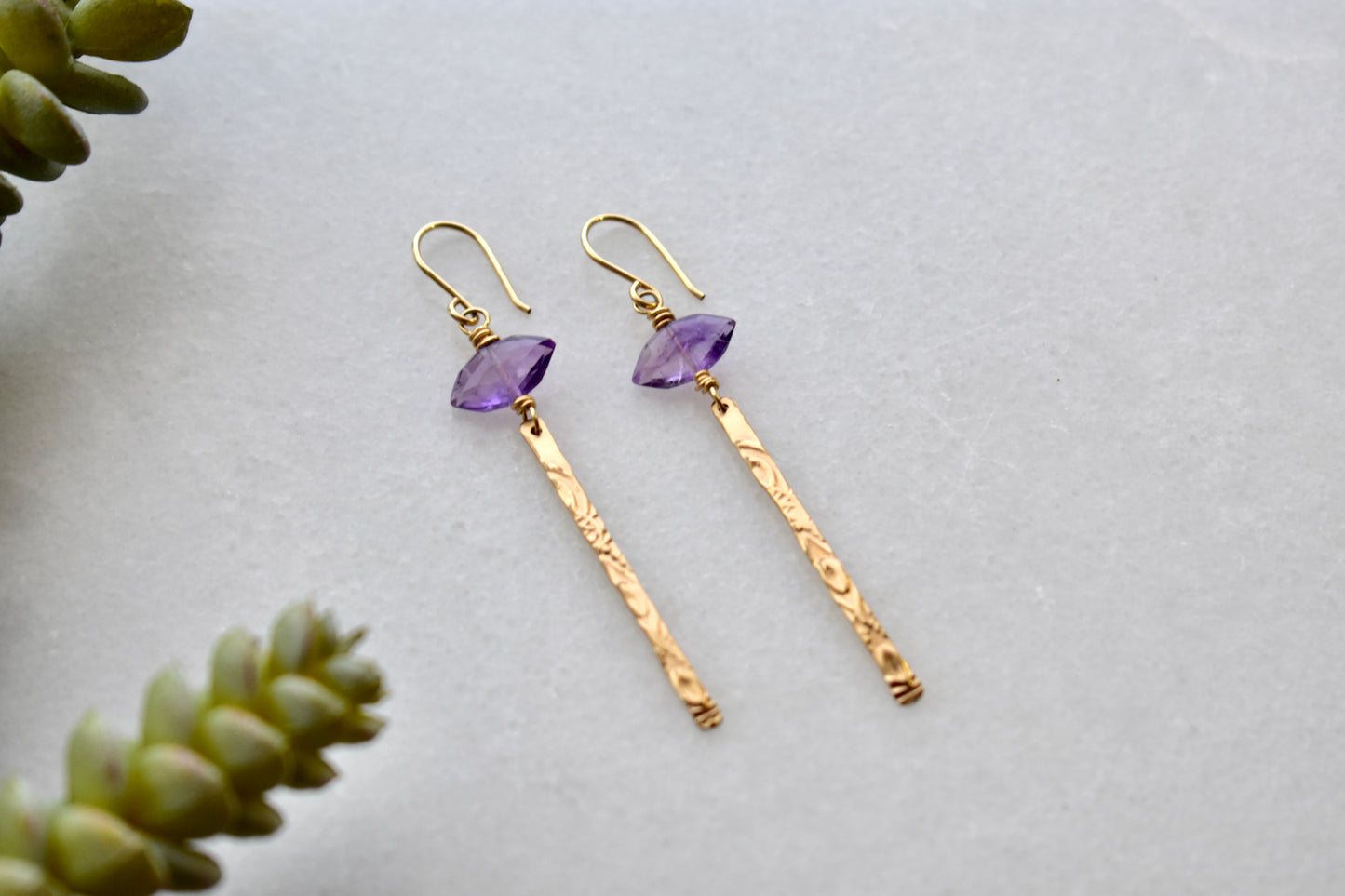 Sticks & Stones: Amethyst + Gold Earrings