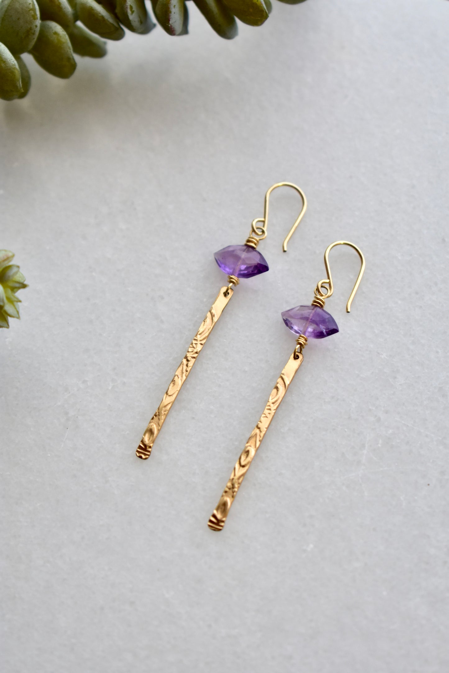 Sticks & Stones: Amethyst + Gold Earrings