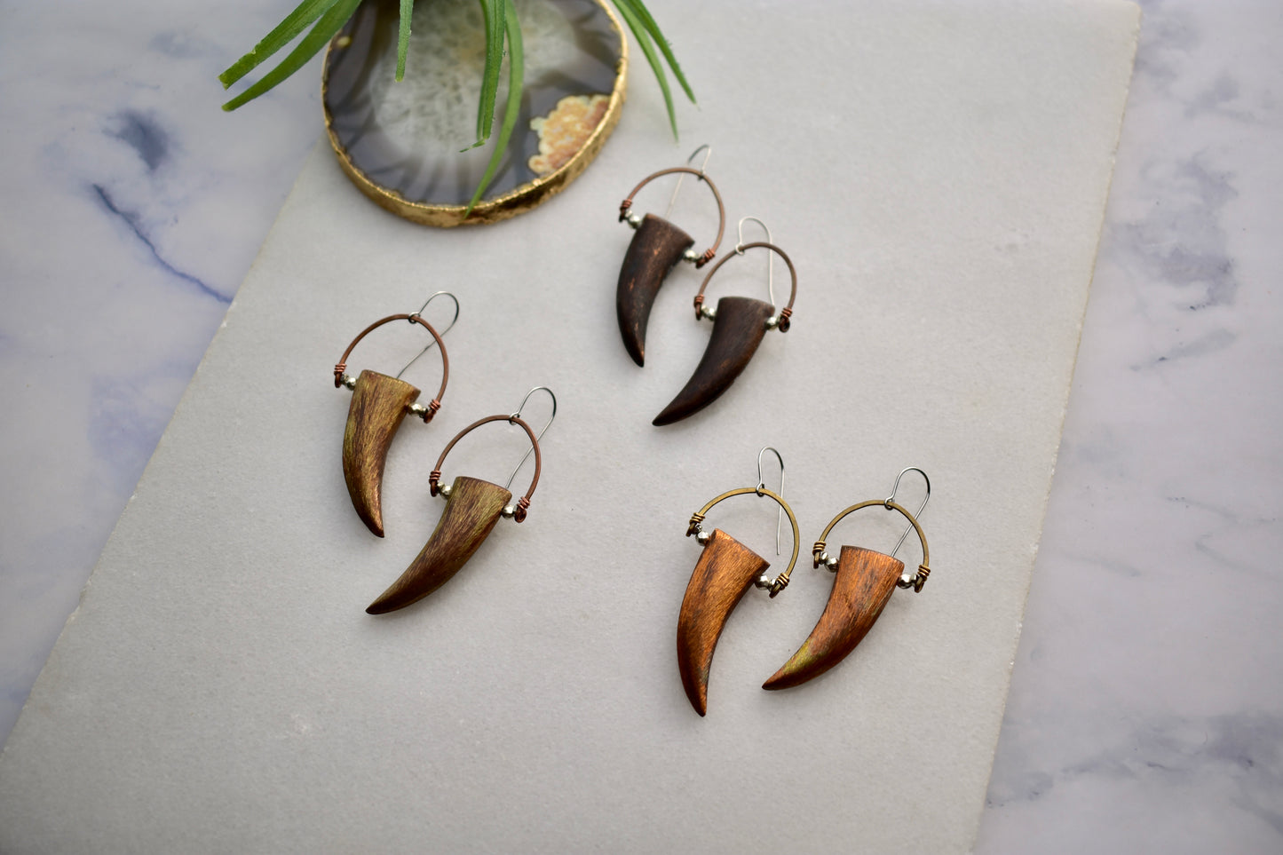 Hammered Hoops: Copper Claw Earrings