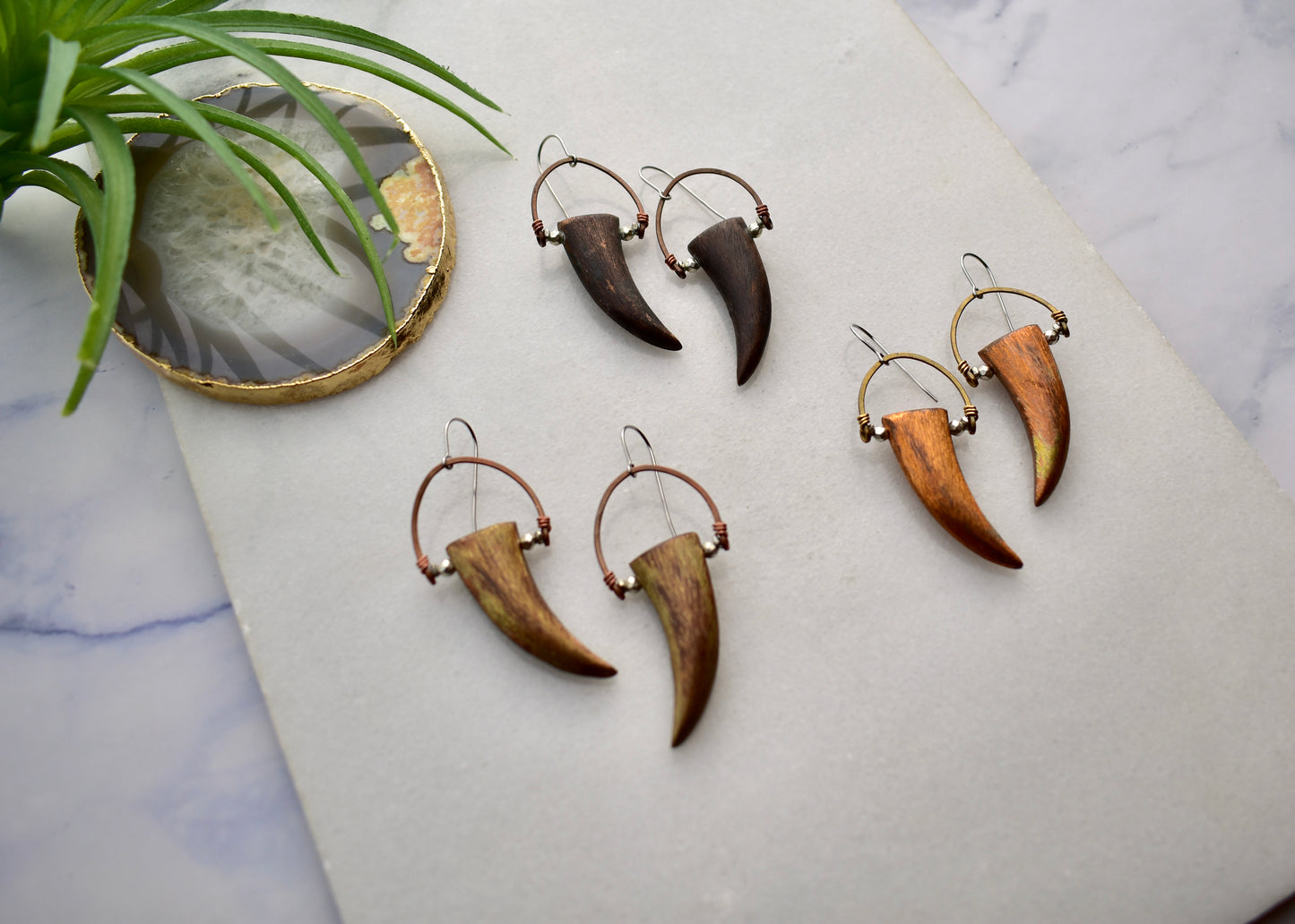 Hammered Hoops: Copper Claw Earrings