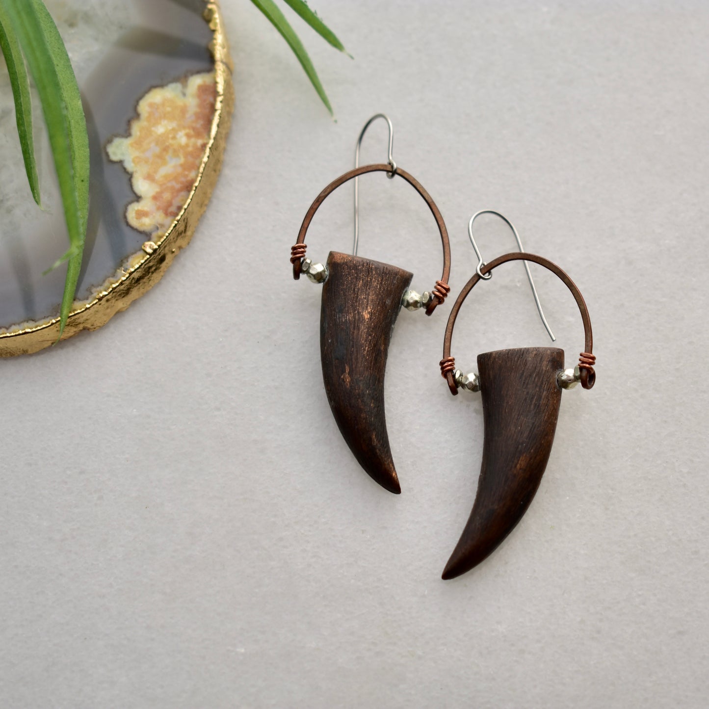 Hammered Hoops: Copper Claw Earrings