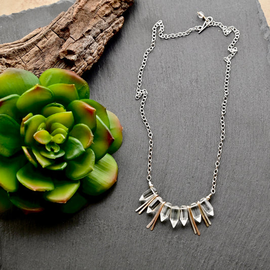 Sticks & Stones: Quartz Crystal + Mixed Metals Necklace
