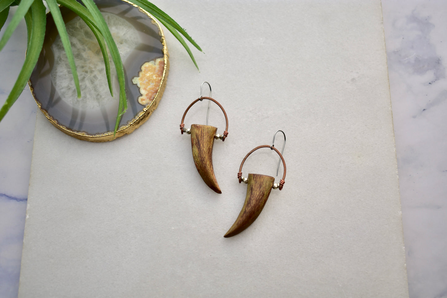 Hammered Hoops: Copper Claw Earrings