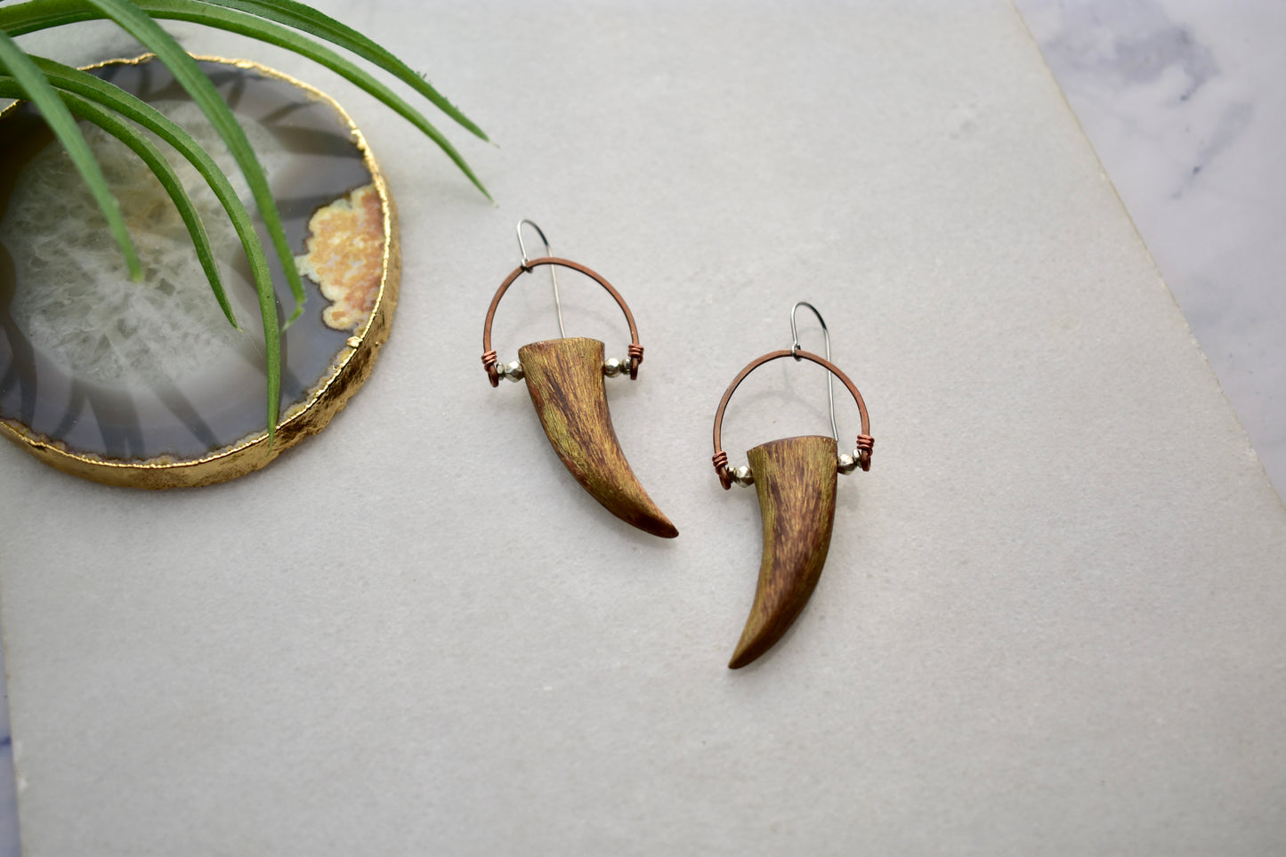 Hammered Hoops: Copper Claw Earrings