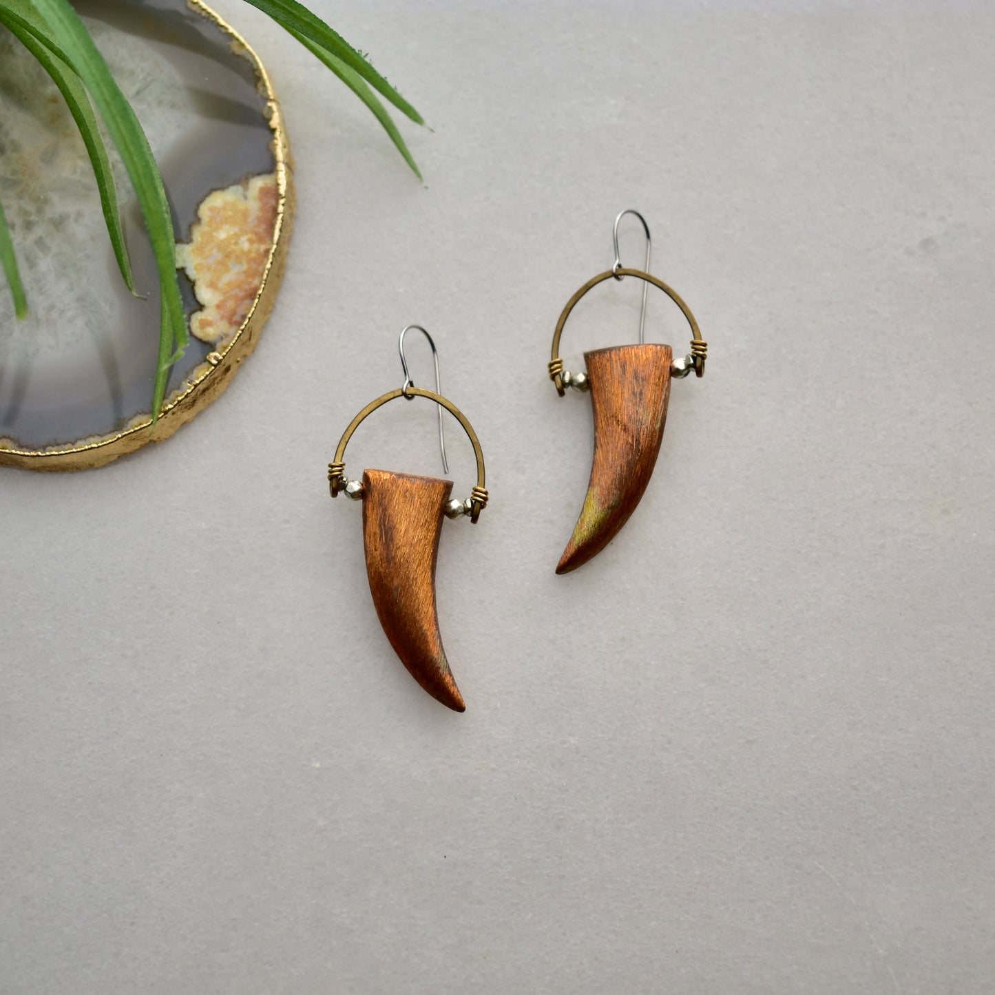 Hammered Hoops: Copper Claw Earrings