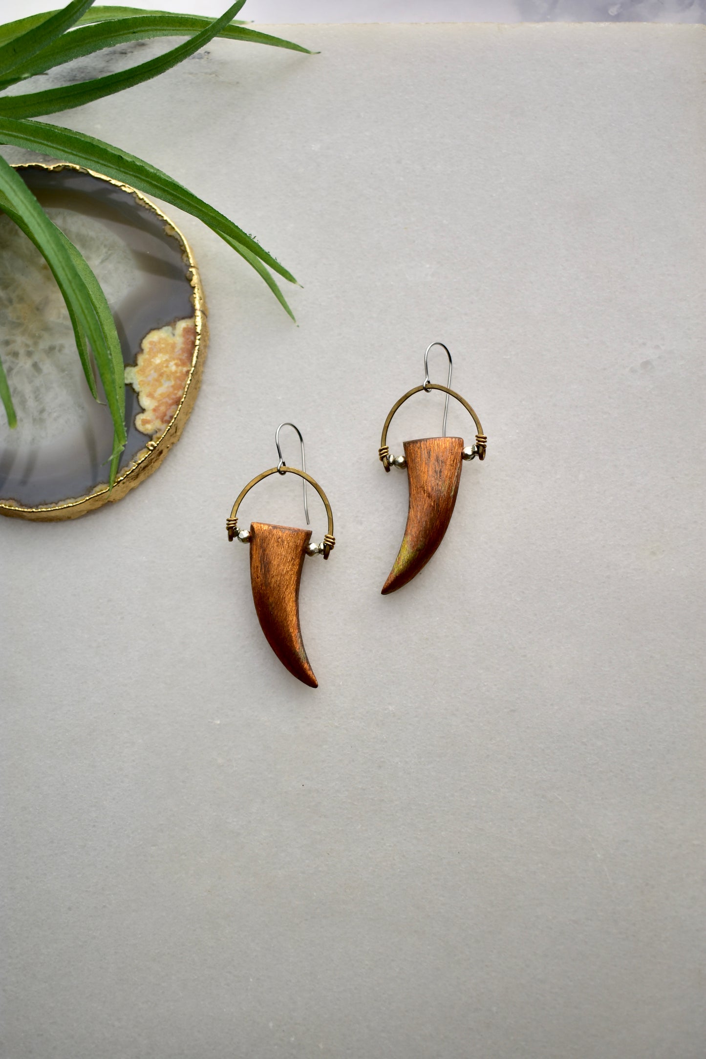Hammered Hoops: Copper Claw Earrings