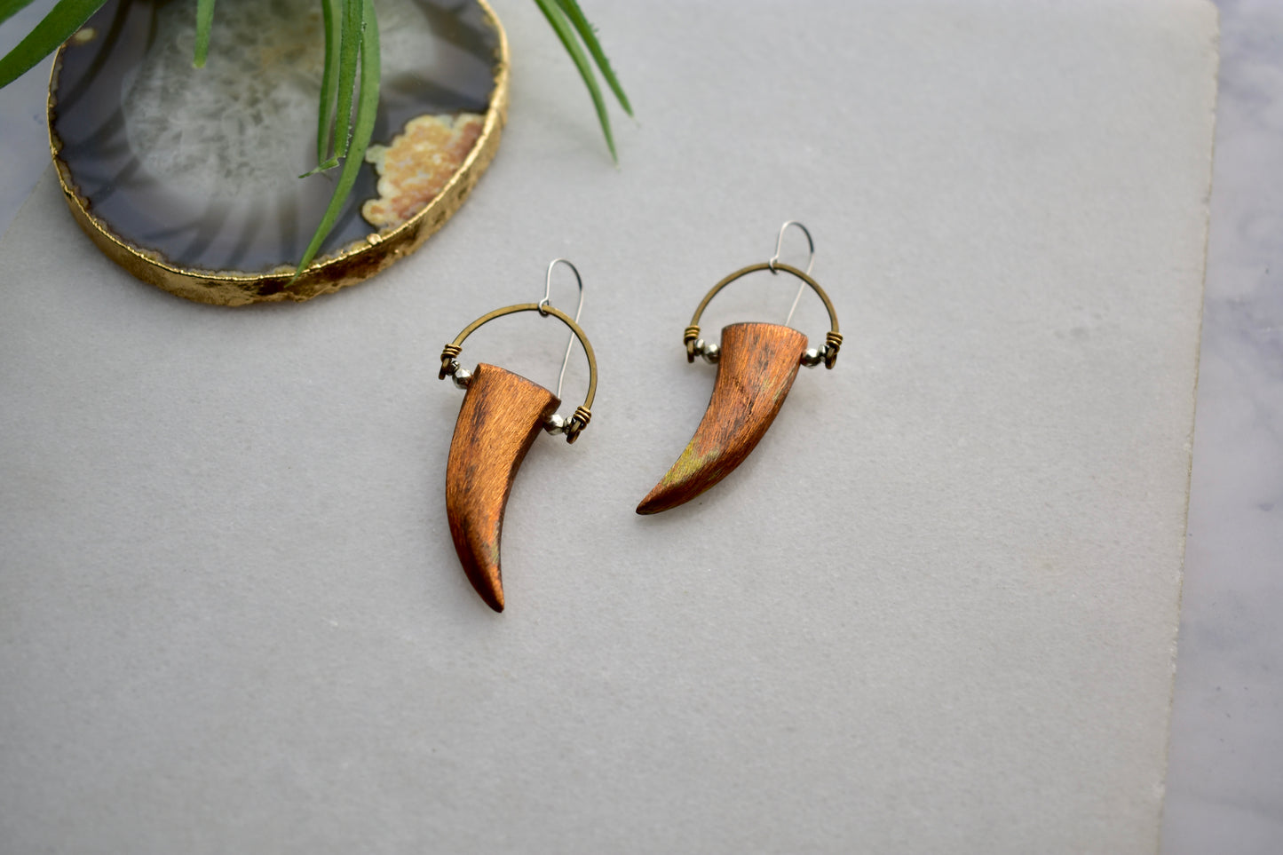 Hammered Hoops: Copper Claw Earrings