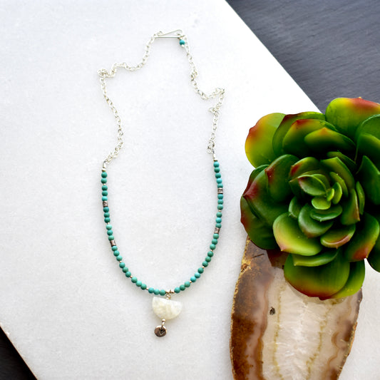 Silver Elements: Moonstone + Turquoise Necklace