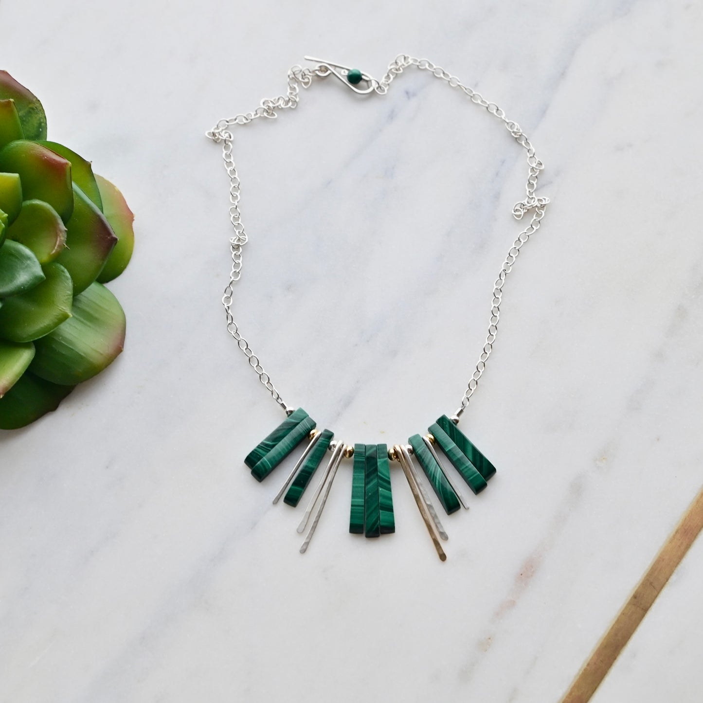 Sticks & Stones: Malachite + Mixed Metals Necklace