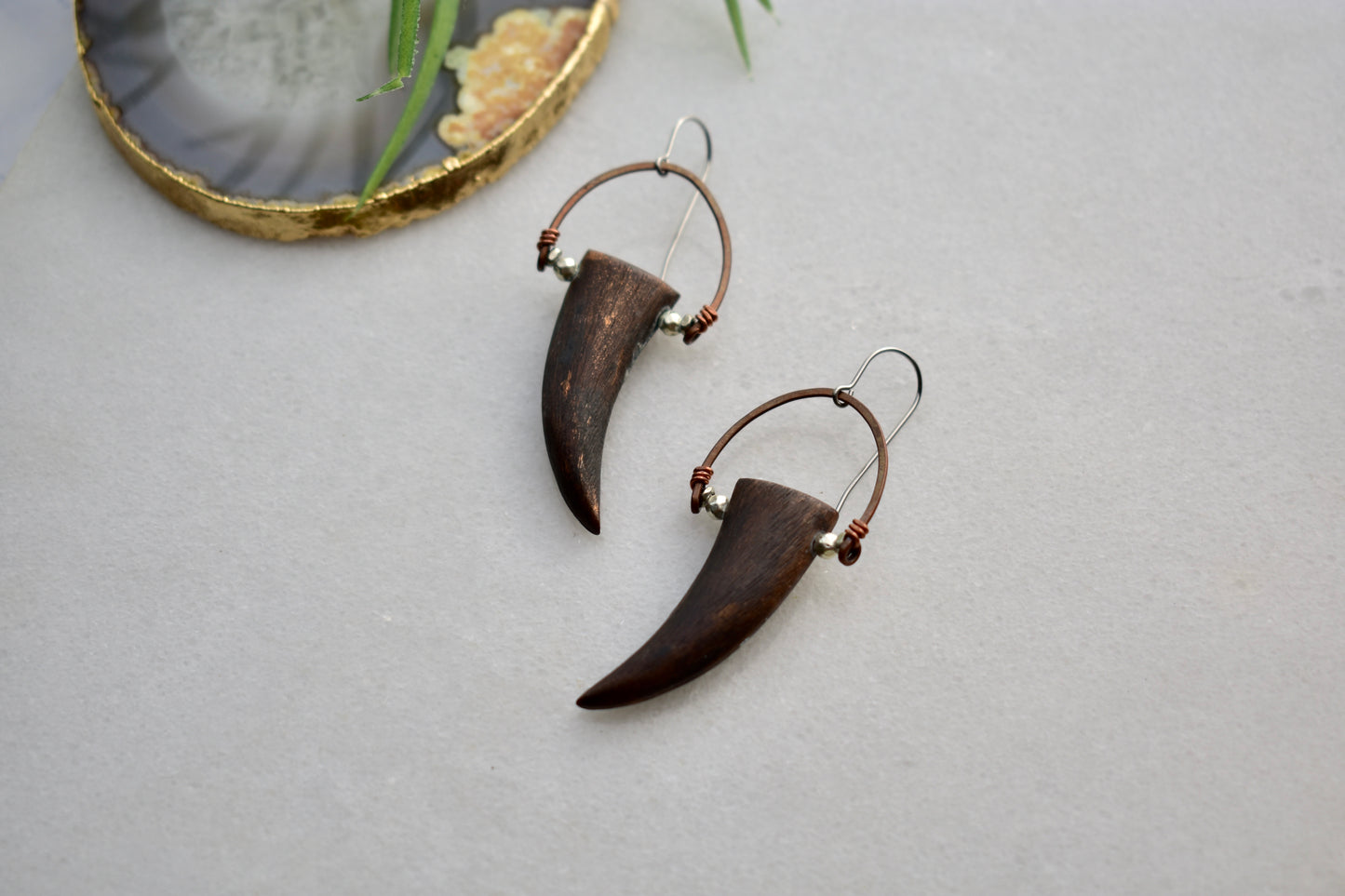 Hammered Hoops: Copper Claw Earrings