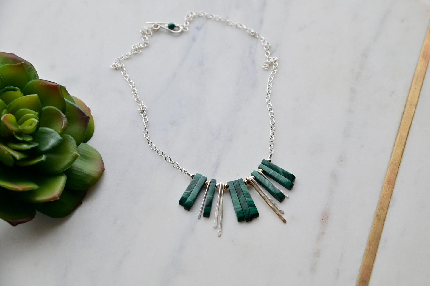 Sticks & Stones: Malachite + Mixed Metals Necklace