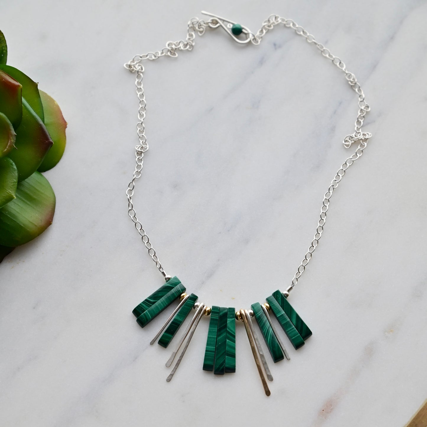 Sticks & Stones: Malachite + Mixed Metals Necklace