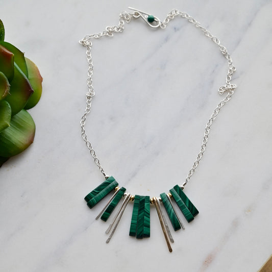 Sticks & Stones: Malachite + Mixed Metals Necklace