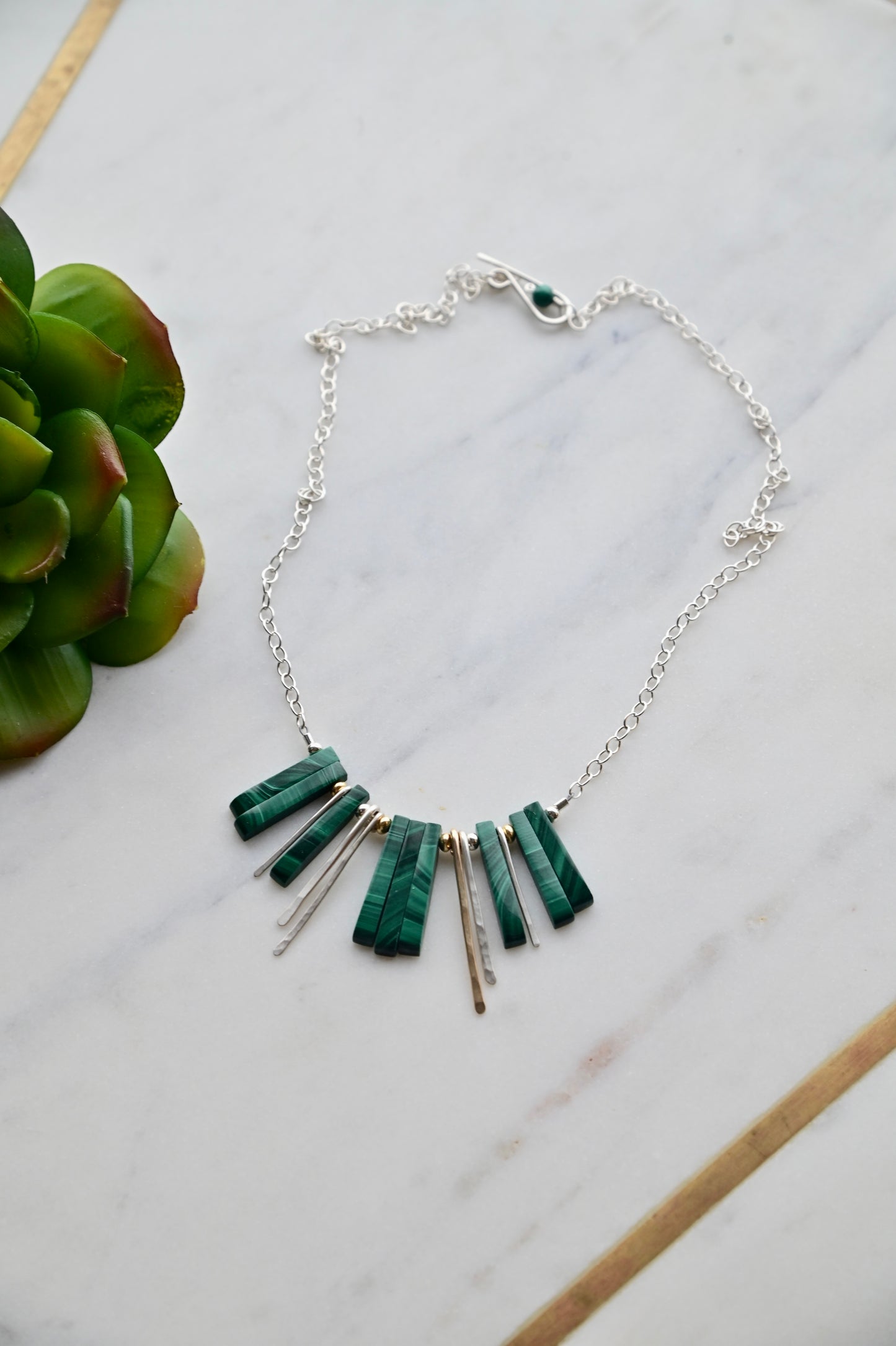 Sticks & Stones: Malachite + Mixed Metals Necklace