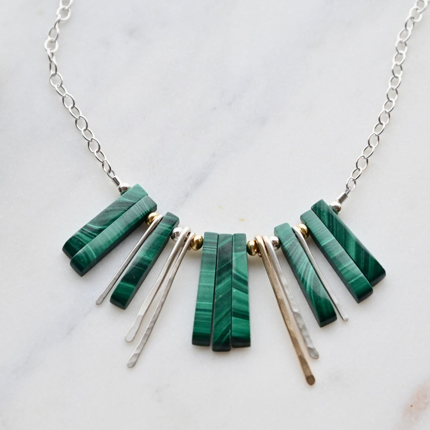 Sticks & Stones: Malachite + Mixed Metals Necklace