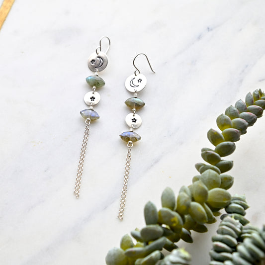 Silver Elements: Labradorite Earrings