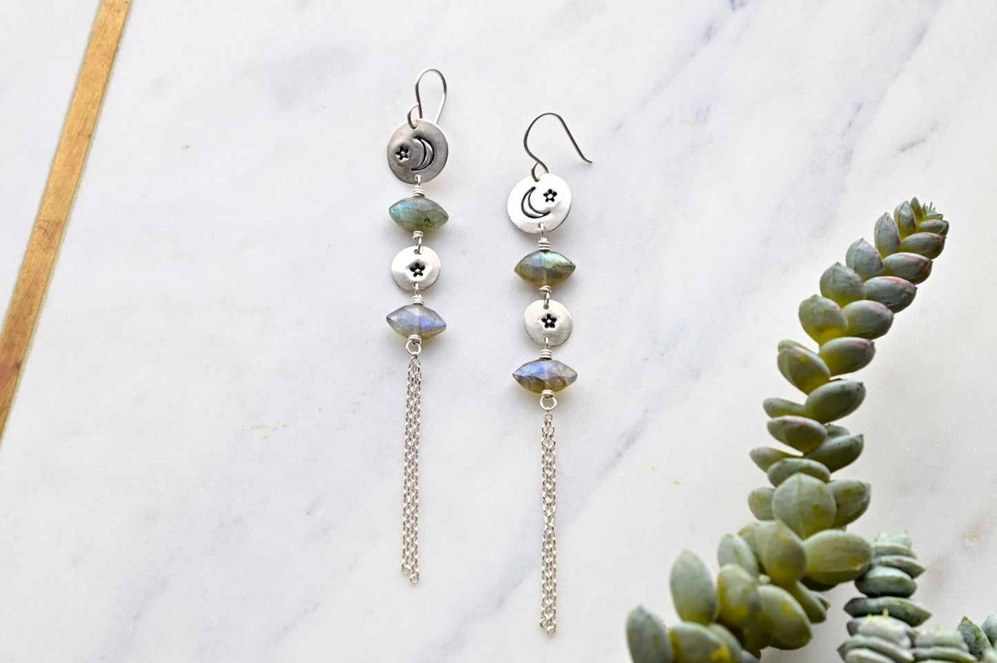 Silver Elements: Labradorite Earrings