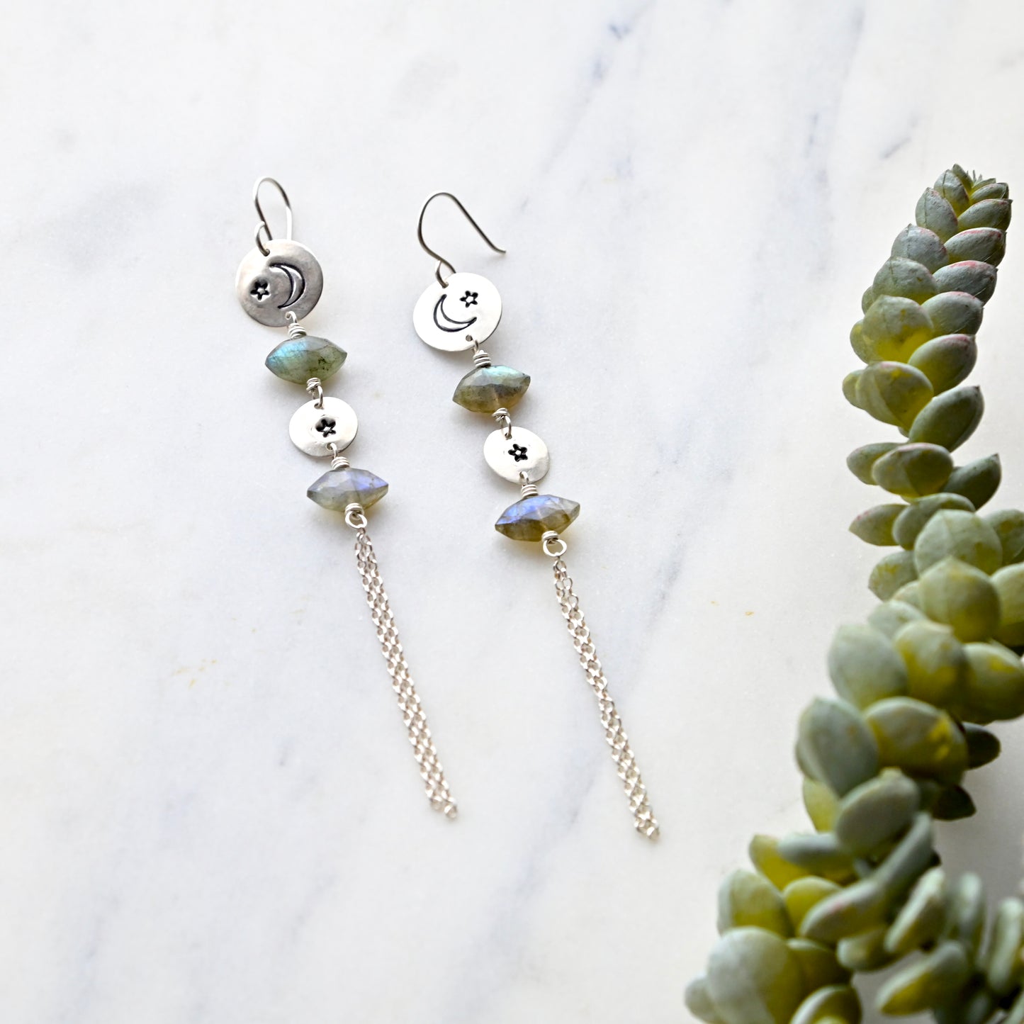 Silver Elements: Labradorite Earrings