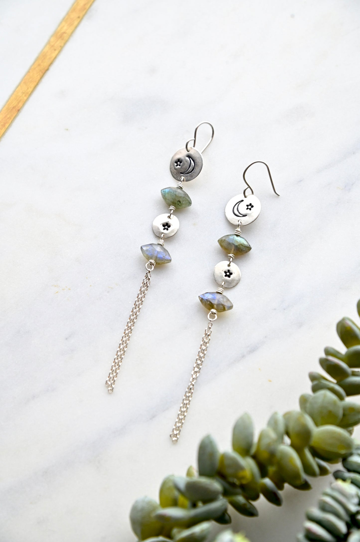 Silver Elements: Labradorite Earrings