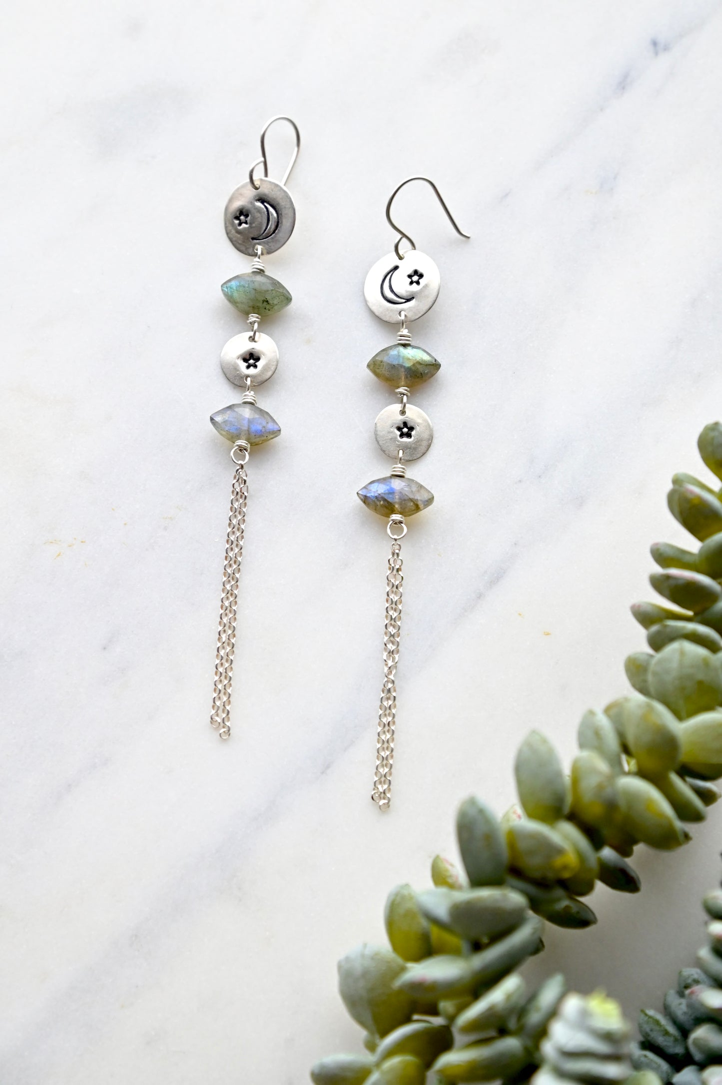 Silver Elements: Labradorite Earrings