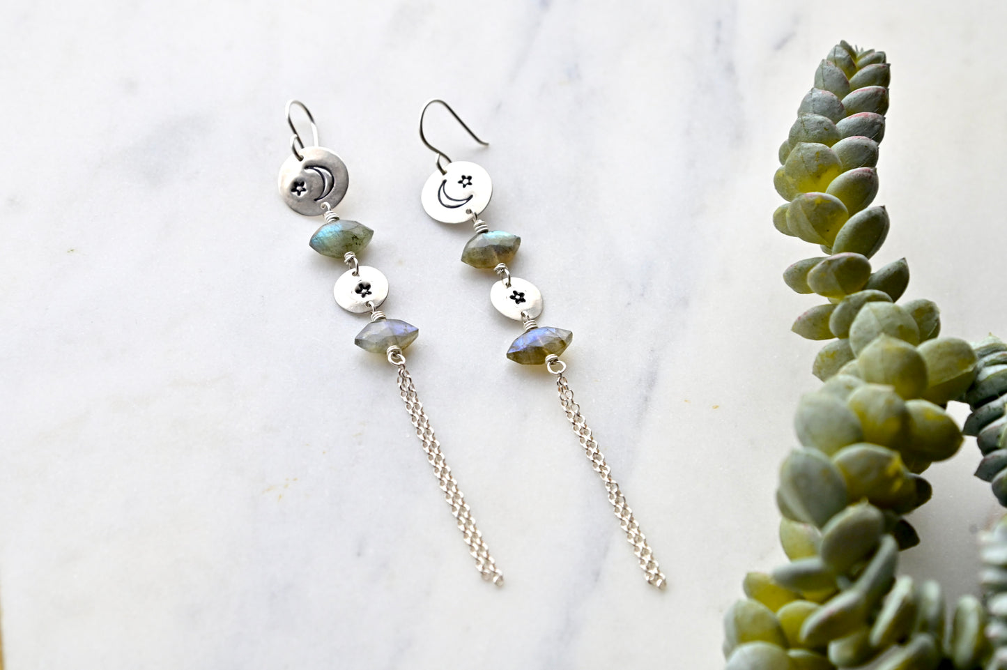Silver Elements: Labradorite Earrings