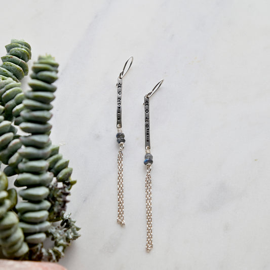 Sticks & Stones: Labradorite + Silver Earrings