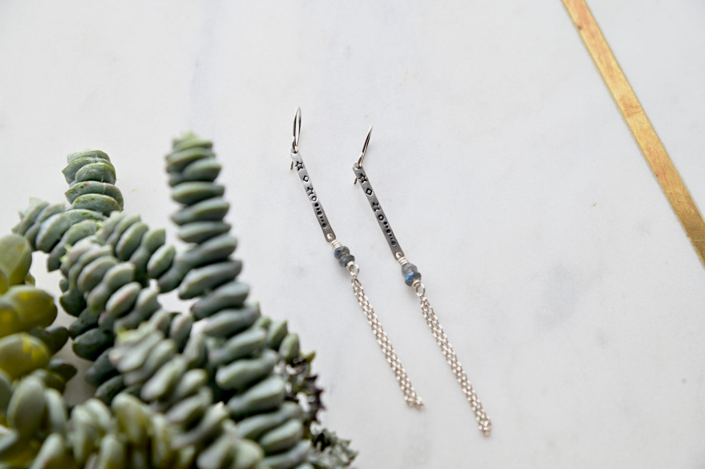 Sticks & Stones: Labradorite + Silver Earrings