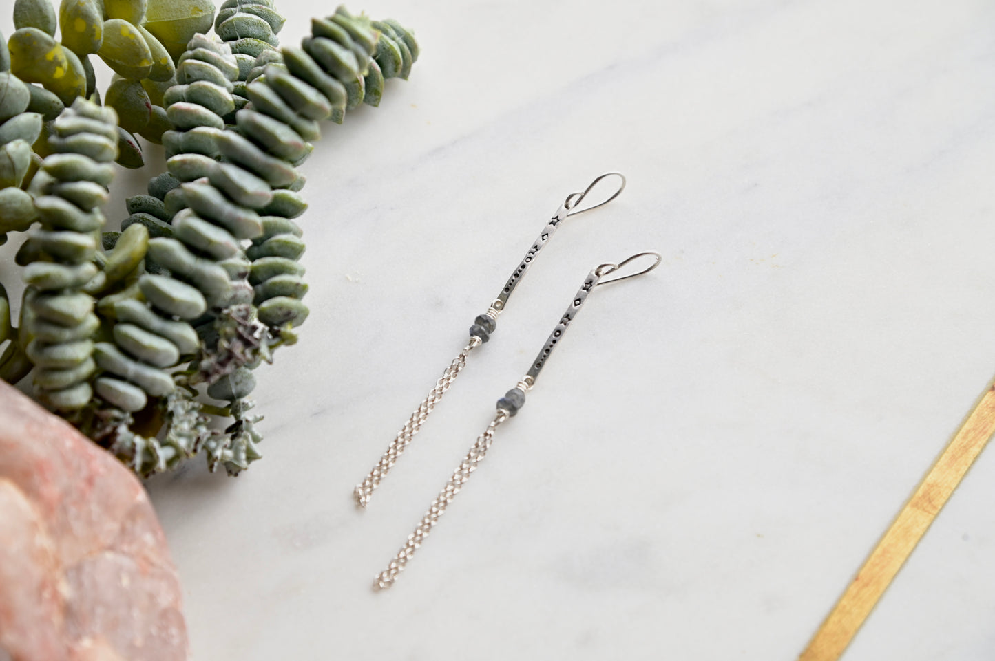 Sticks & Stones: Labradorite + Silver Earrings