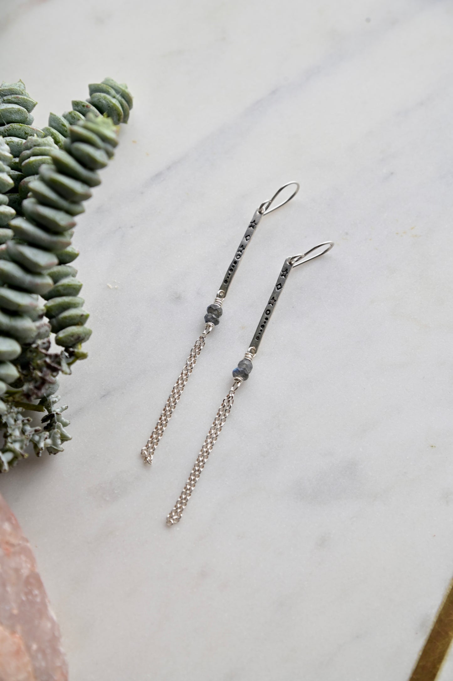 Sticks & Stones: Labradorite + Silver Earrings