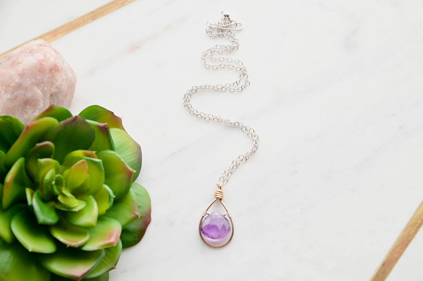 Hammered Hoops: Amethyst Amulet Necklaces