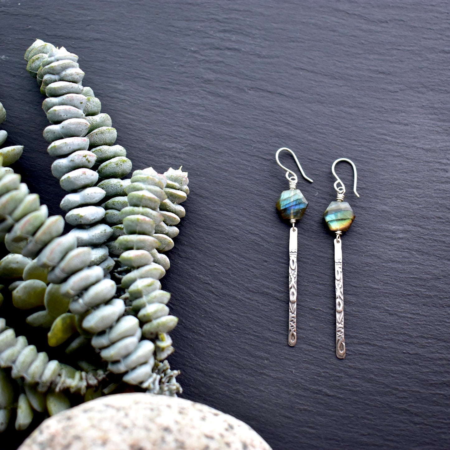 Sticks & Stones: Labradorite + Silver Earrings