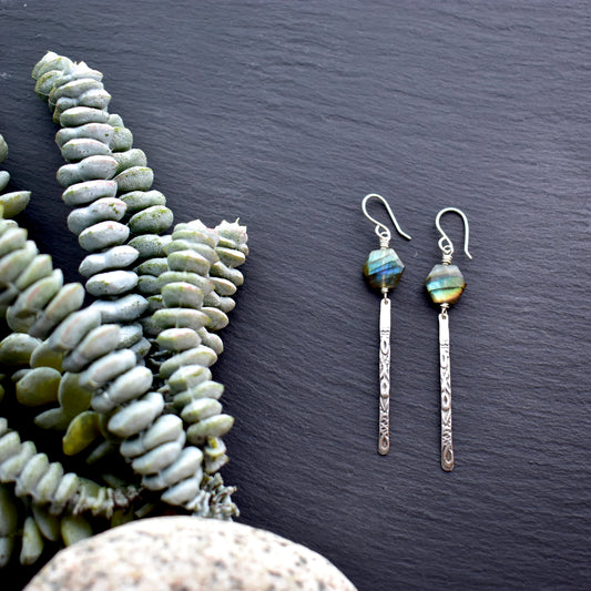 Sticks & Stones: Labradorite + Silver Earrings