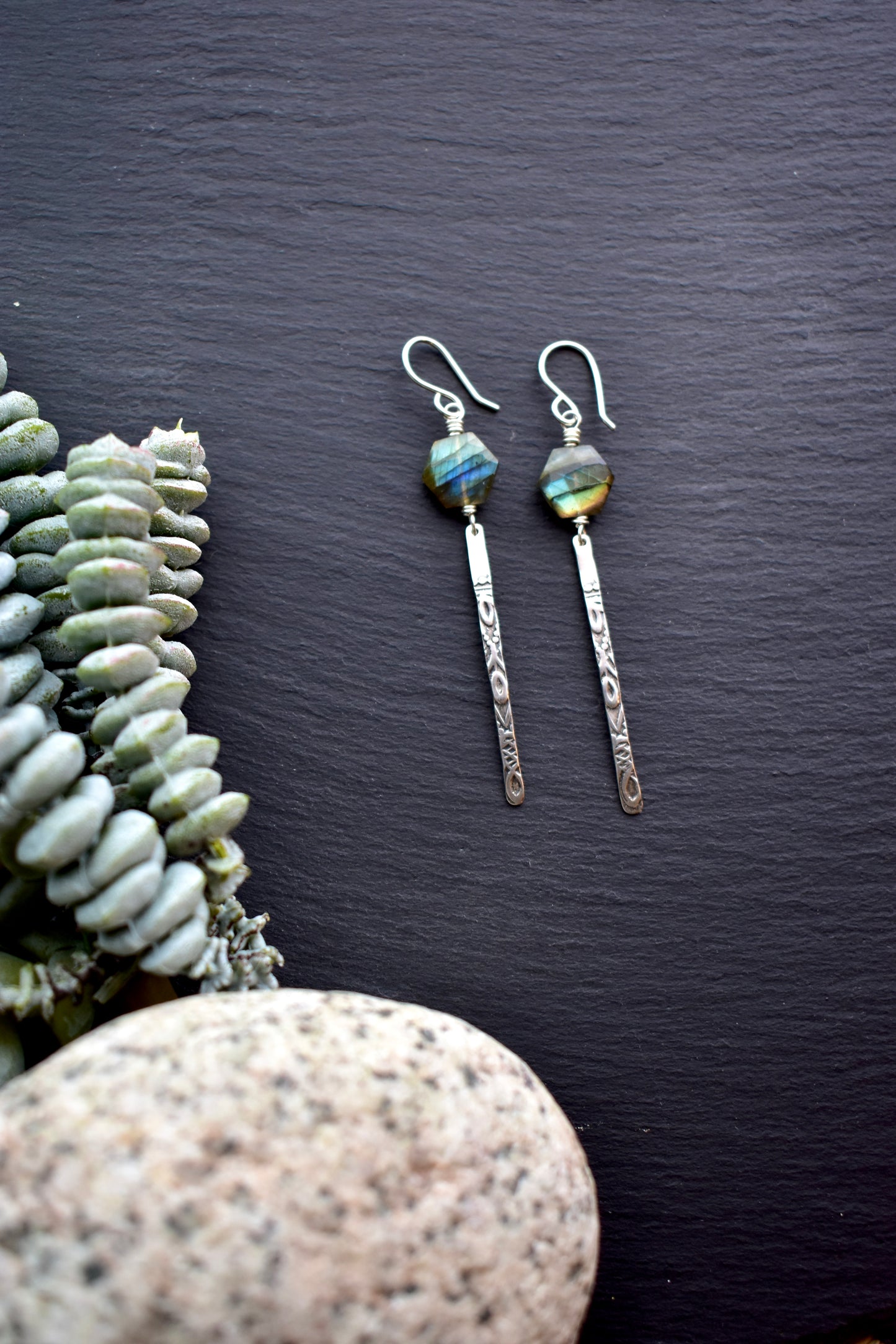 Sticks & Stones: Labradorite + Silver Earrings