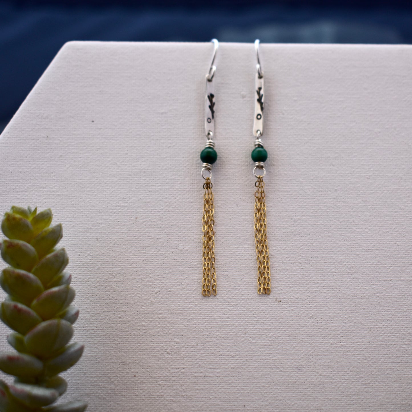 Sticks & Stones: Malachite + Mixed Metals Earrings