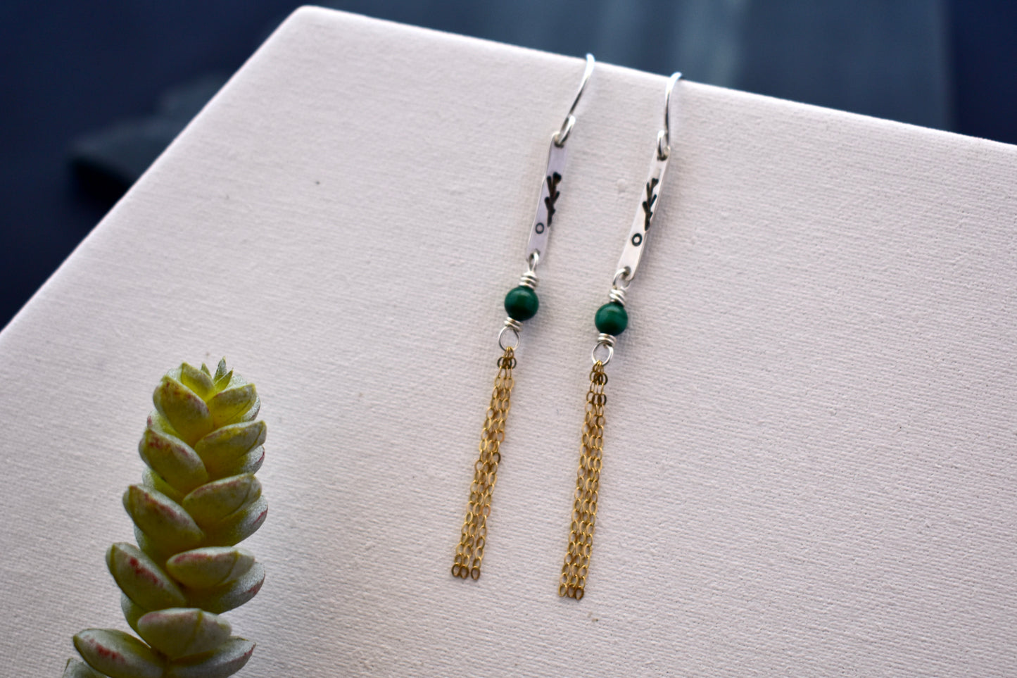 Sticks & Stones: Malachite + Mixed Metals Earrings