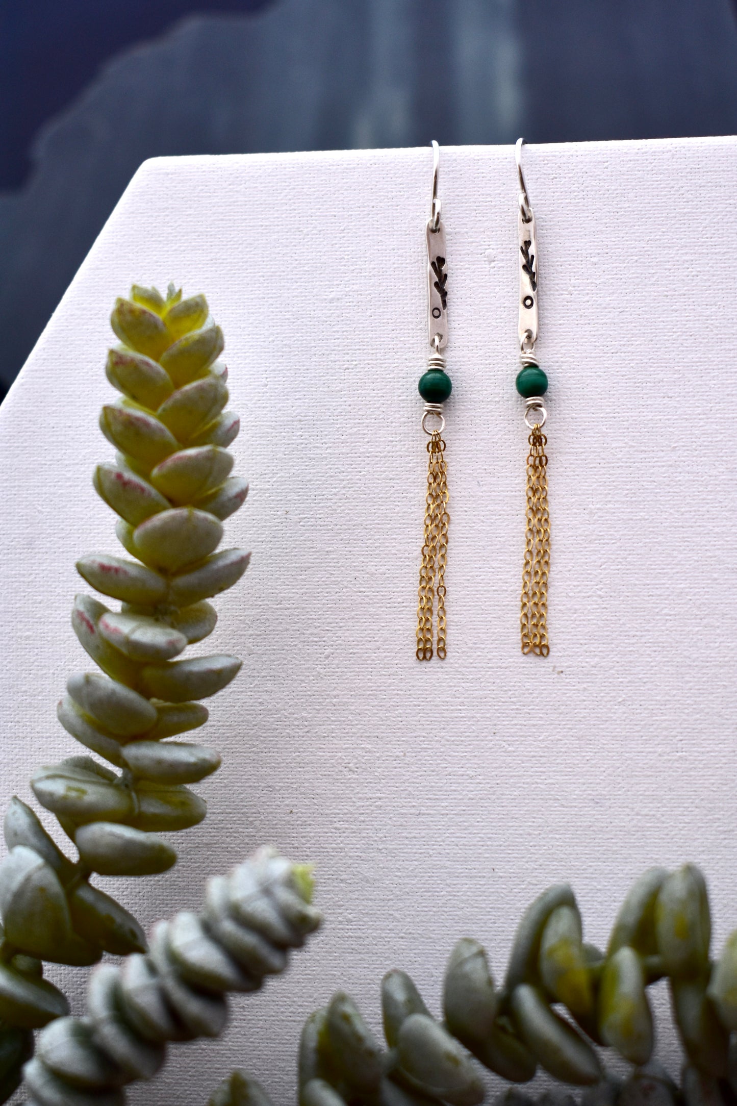 Sticks & Stones: Malachite + Mixed Metals Earrings