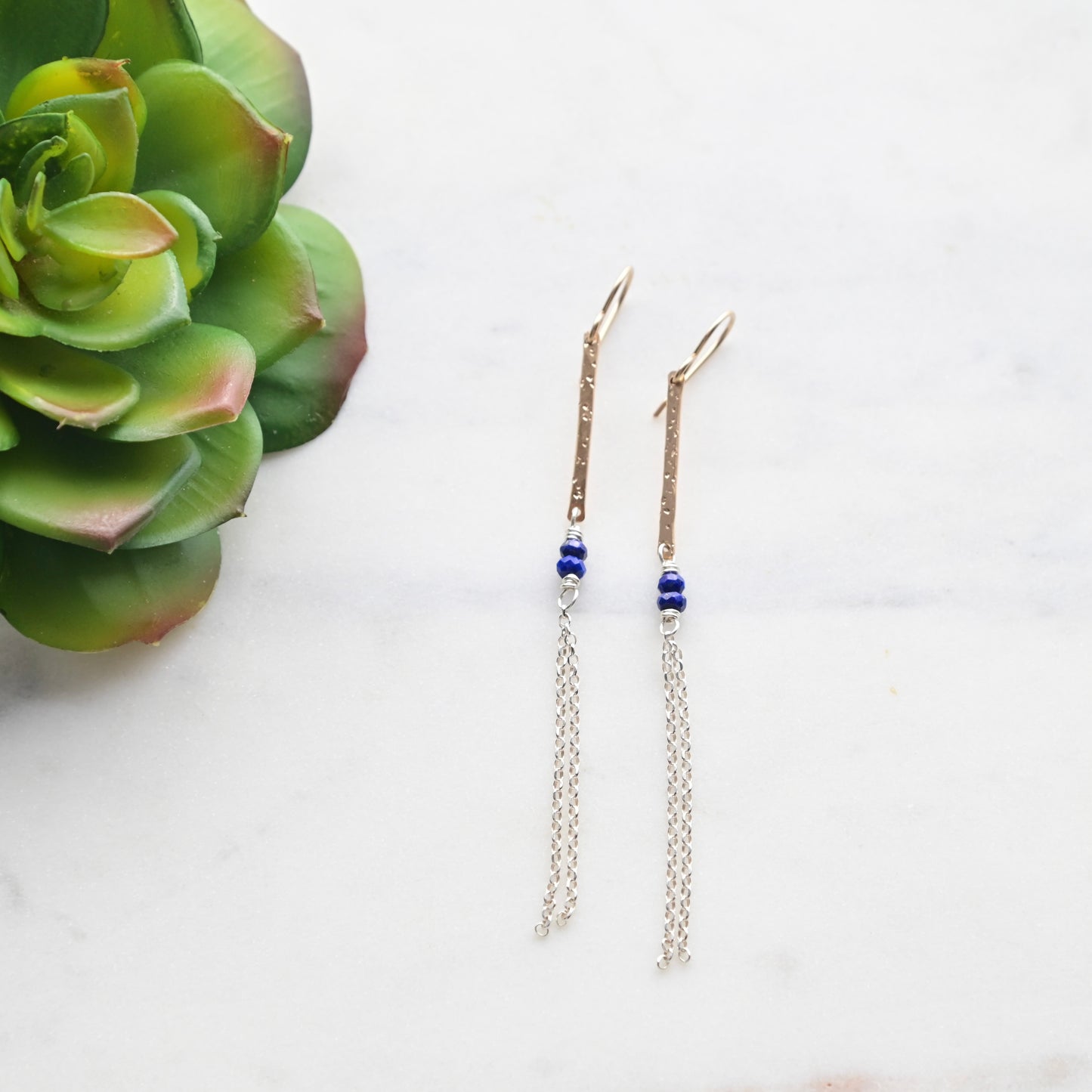 Sticks & Stones: Lapis Lazuli + Mixed Metals Earrings