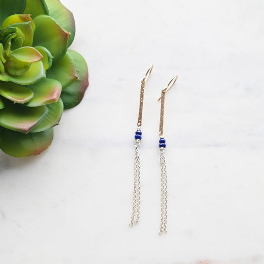 Sticks & Stones: Lapis Lazuli + Mixed Metals Earrings
