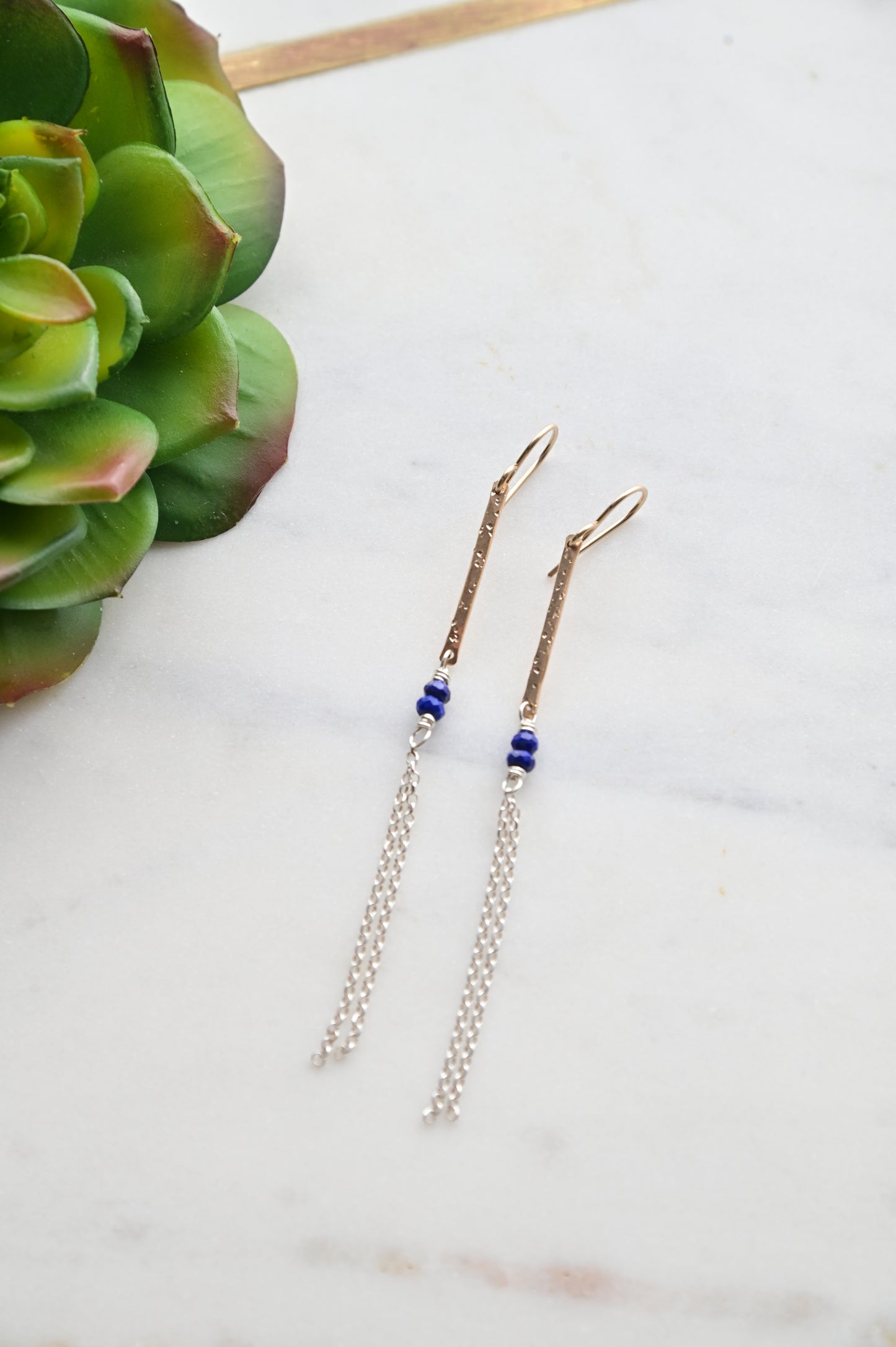 Sticks & Stones: Lapis Lazuli + Mixed Metals Earrings