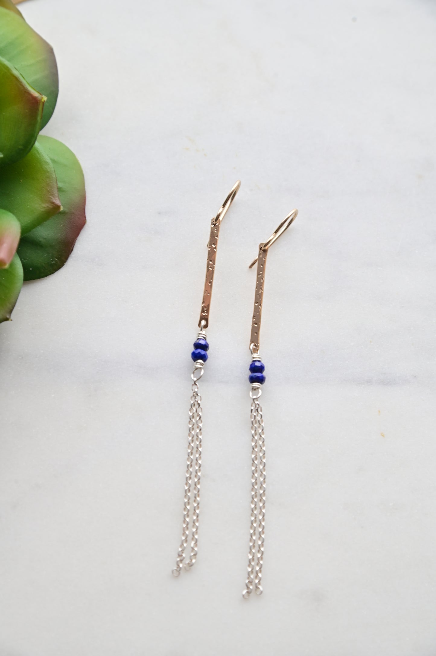 Sticks & Stones: Lapis Lazuli + Mixed Metals Earrings