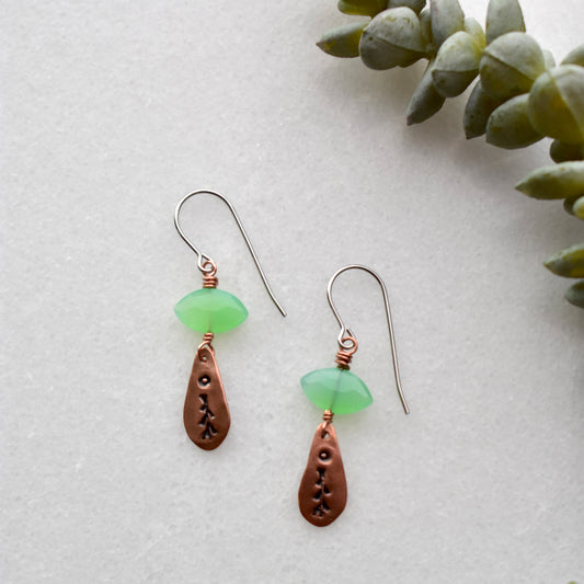 Copper Creations: Green Chalcedony Earrings